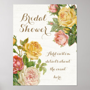 Affiche Fête des mariées vintage Florale Whitewash Spring
