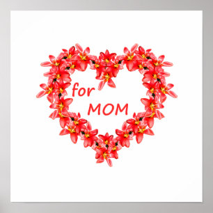 Affiche Fête des Mères - Cœur de tulipes pour MAMAN - Illu
