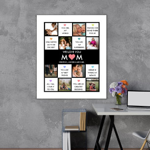 Affiche Fête des mères Collage photo personnalisé avec cit