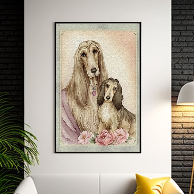 Affiche Fête des mères mignonne Afghan Hound Chien Maman (Créateur téléchargé)
