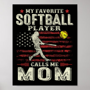 Affiche Fête des mères Mon joueur favori de softball m'app