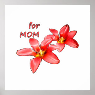Affiche Fête des Mères - Tulipes pour maman - Illustration