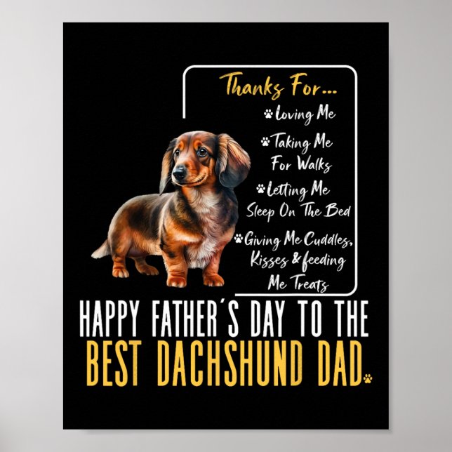 Affiche Fête des pères Au Meilleur Dachshund Papa - Dachsh (Devant)