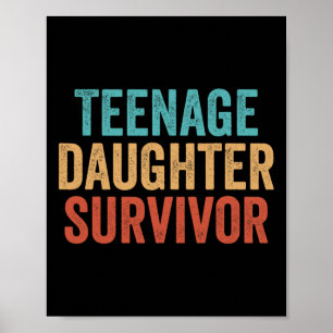 Affiche Fête des pères de la Fille adolescente Survivante