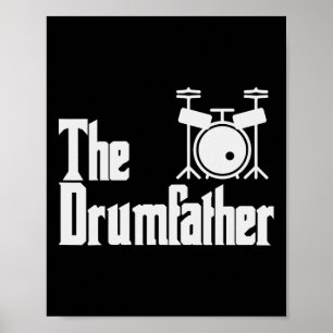 Affiche Fête des pères Le Drum-père Drummer Musicien Papa 
