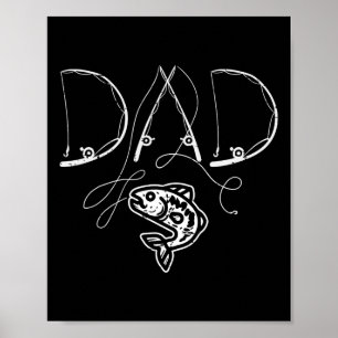 Affiche Fête des Pères Papa Canne à Pêche Pêcheur
