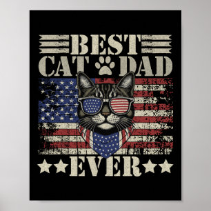 Affiche Fête des Pères Papa Patriotique Papa Chat Drôle Me