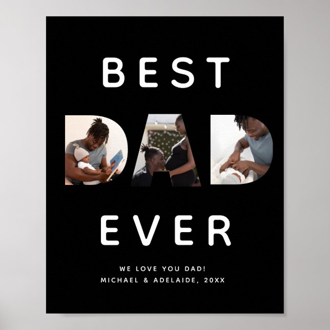 Affiche Fête des pères personnalisée Collage photo meilleu (Devant)