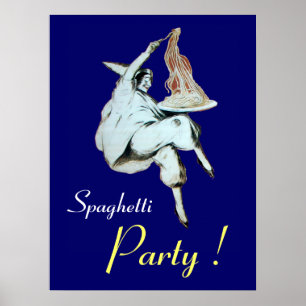 Affiche FÊTE DES SPAGHETTIS, CUISINE ITALIENNE ,violet