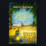Affiche Fête des Tabernacles Sukkoth Art Inspirationnel<br><div class="desc">Idéal pour un cadre d'église pour célébrer la Fête des Tabernacles. Une copie de ma peinture originale à l'aquarelle,  inspirée de l'antique fête des Tabernacles,  célébrée à Jérusalem,  Israël. Verset : "Jésus Tabernacled parmi les hommes Eau de vie Lumière du monde" Jean 1:1,  14; 7:37; 8:12</div>