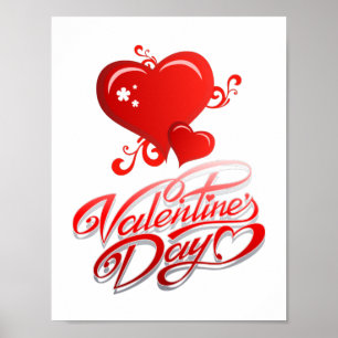 Affiche fête des valentines joyeuses aux coeurs rouges