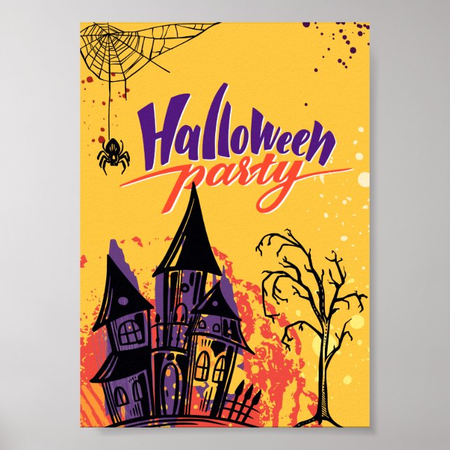 Affiche Fête d'Halloween Abstraite et colorée (Devant)
