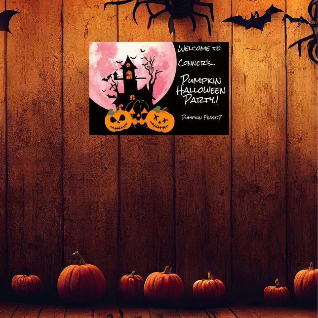 Affiche Fête d'Halloween Citrouille pour enfants (Pumpkin Halloween Party Wall Poster)