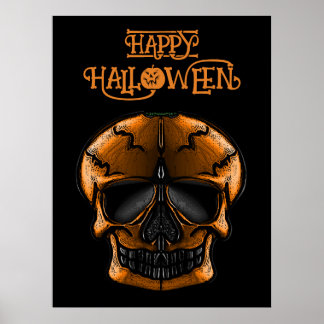 Affiche Fête d'Halloween Crâne de Citrouille