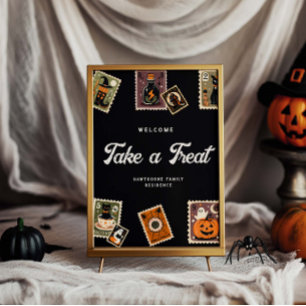 Affiche Fête d'Halloween de timbre postal éffrayant
