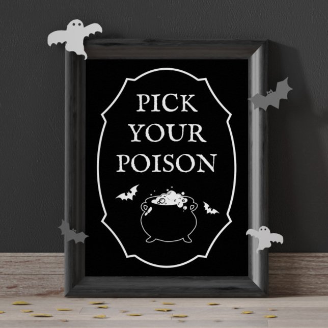 Affiche Fête d'Halloween noire Choisissez votre poison (Créateur téléchargé)