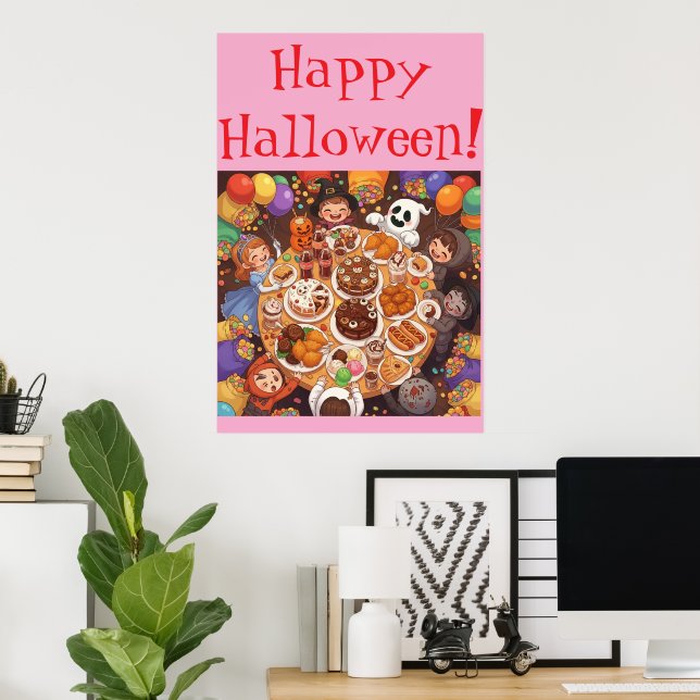 Affiche Fête d'Halloween pour enfants (Bureau à domicile)