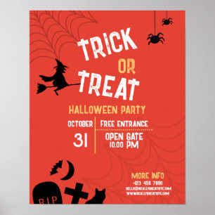 Affiche Fête d'Halloween vintage Trick Or Treat