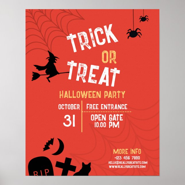 Affiche Fête d'Halloween vintage Trick Or Treat (Devant)