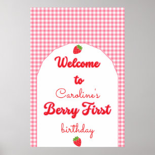 Affiche Fête du 1er anniversaire Berry Sweet Strawberry