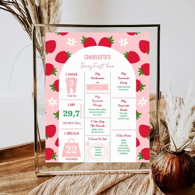 Affiche Fête du 1er anniversaire de fraise Berry Premier A (Créateur téléchargé)