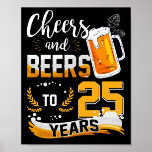 Affiche Fête Du 25E Anniversaire Salue Et Bières À 25 Ans