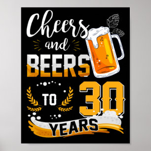 Affiche Fête du 30e anniversaire Salue et bière à 30 ans