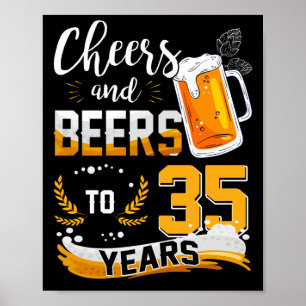 Affiche Fête Du 35E Anniversaire Salue Et Bières À 35 Ans