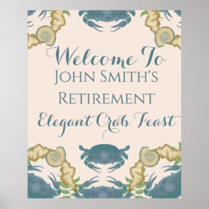 Affiche Fête du crabe - Aquarelle Crabes bleus, Retraite