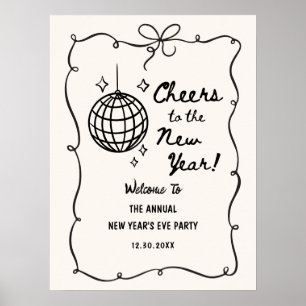 Affiche Fête du Nouvel An Fantaisiste Boule Disco
