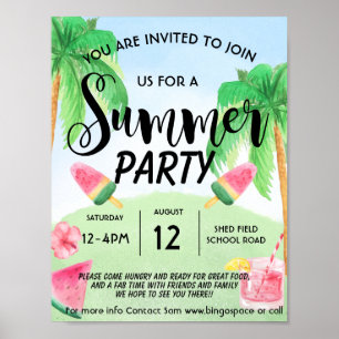 Affiche fête du parc de la plage d'été