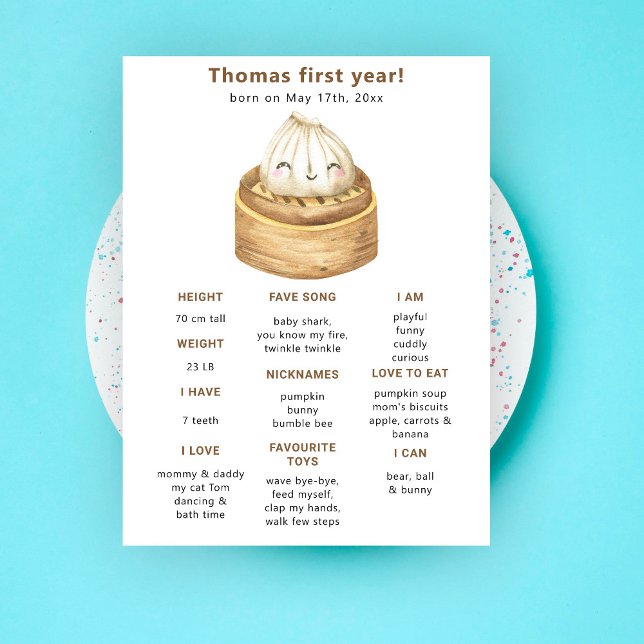 Affiche Fête du premier anniversaire de Dumpling Milestone (Créateur téléchargé)
