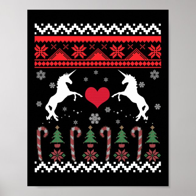 Affiche Fête du pull de Noël moche licorne  (Devant)