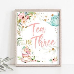 Affiche Fête du thé pour trois Fille 3ème Troisième annive