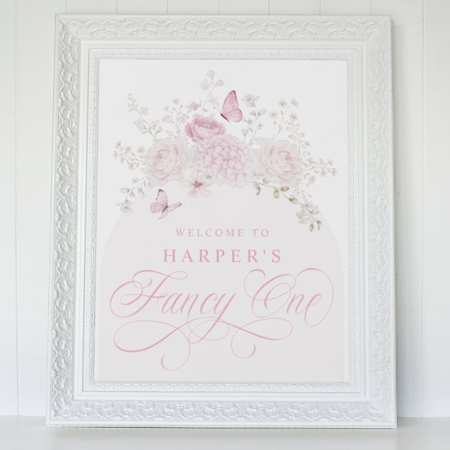 Affiche Fête élégante rose pour un 1er anniversaire (Créateur téléchargé)