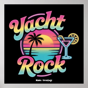 Affiche Fête en bateau de yacht rock délavé – Sons doux &