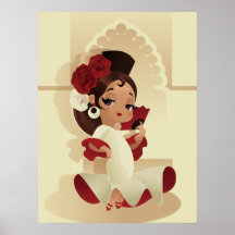 Fête espagnole de flamenco chibi dessin animé fill