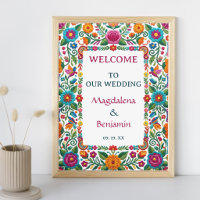 Fête Florale Colorée Broderie Mariage Bienvenue