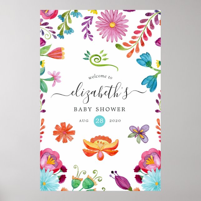Affiche Fête Florale Mexicaine Bébé ou Mariage (Devant)