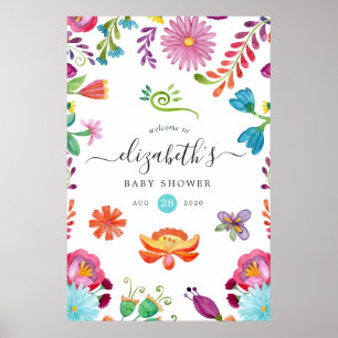 Affiche Fête Florale Mexicaine Bébé ou Réception de Mariag