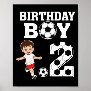 Affiche Fête garçon amateur de football 2 ans 2e anniversa