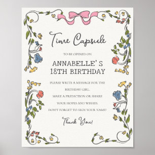 Affiche Fête Jardin Whimsical Flora Anniversaire Heure Cap