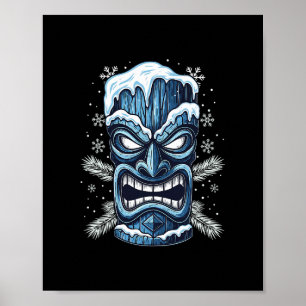 Affiche Fête Luau Hawaïenne Tiki d'Hiver Gelé Vacances Fro