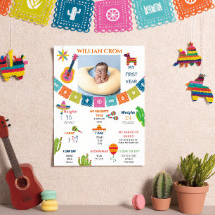 Affiche Fête mexicaine Cactus 1ère année Anniversaire