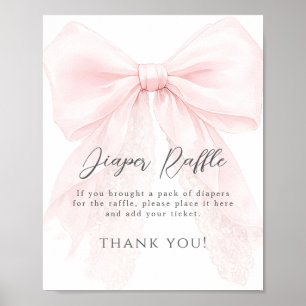 Affiche Fête moderne de bébé fille avec un ruban rose