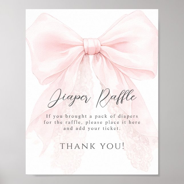 Affiche Fête moderne de bébé fille avec un ruban rose (Devant)