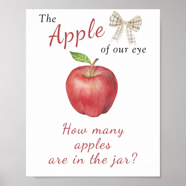 Affiche Fête prénatale Apple - devinez combien de pommes d (Devant)