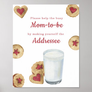 Affiche Fête prénatale Bébé lait & cookies Maman destinata