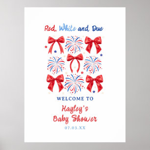Affiche Fête prénatale bébé Rouge Blanc et À venir Imprima