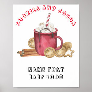 Affiche Fête prénatale "Cookies et cacao" Devinez le nom d